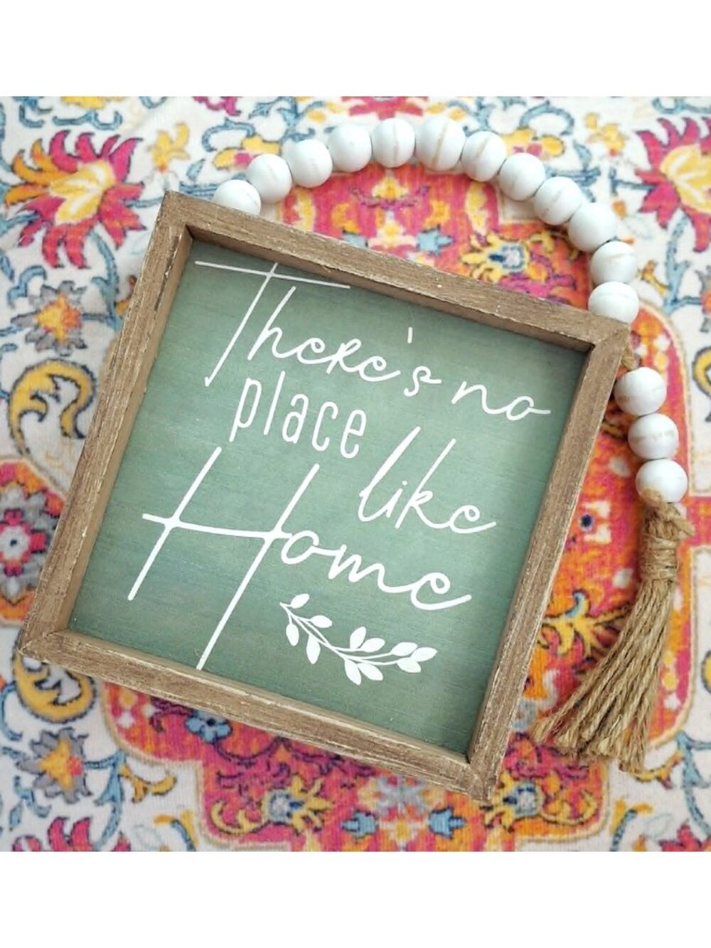 “There’s No Place Like Home” Farmhouse Wood Sign | Rustic Wall Shelf Table Décor